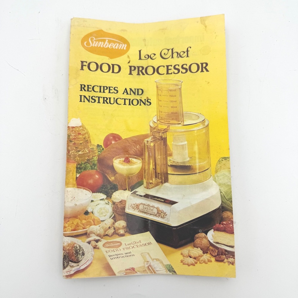 Vintage Sunbeam Le Chef Food Processor Manual Yellow Recipe Booklet